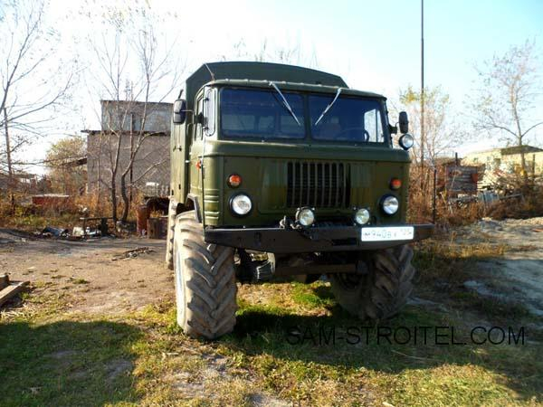 Установил на ГАЗ-66 колёса от трактора Т-150